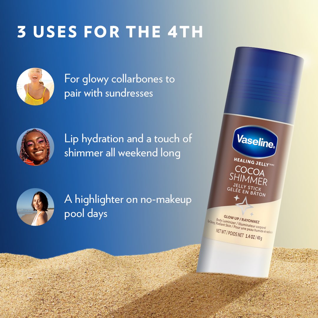 Vaseline Cocoa Shimmer Jelly Stick Cocoa Butter - 1.4oz