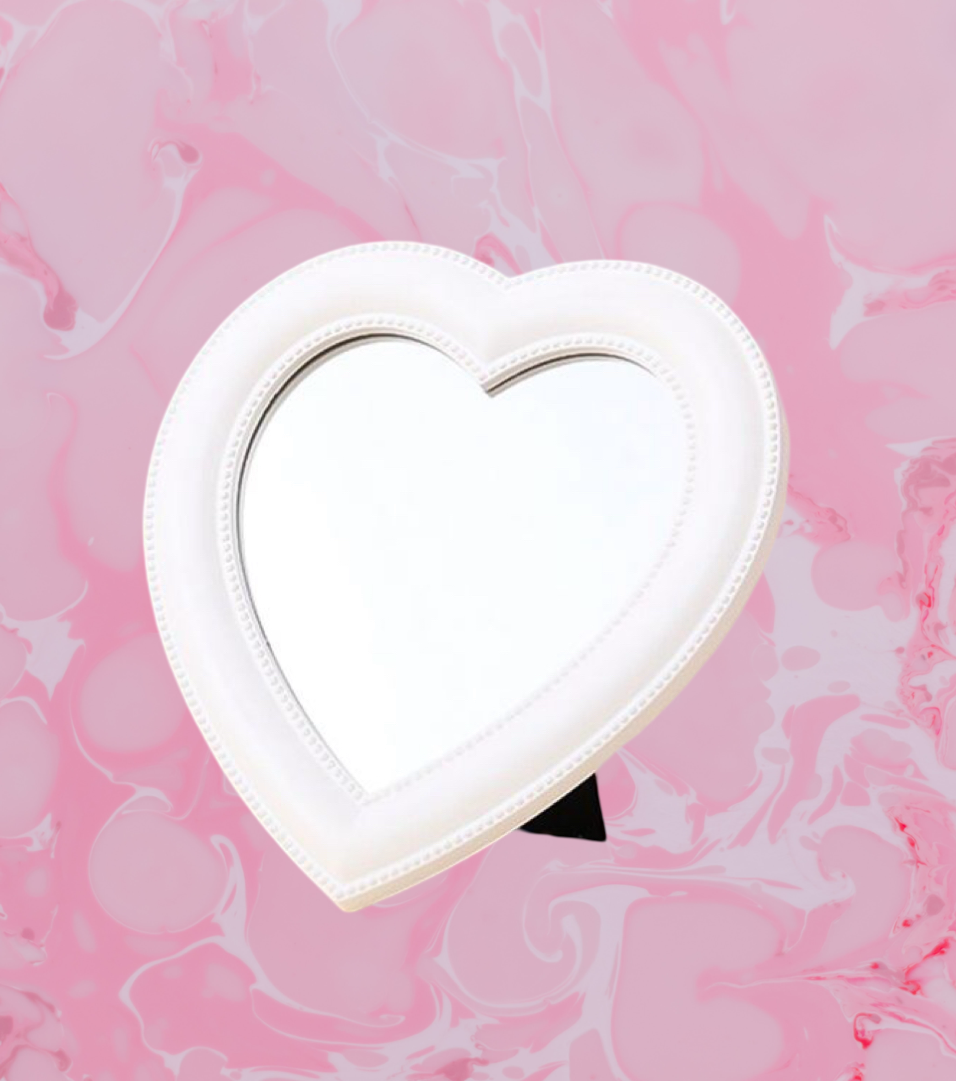 Heart Shape Mirror In White